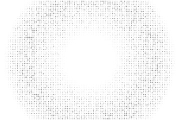 Gray digital data matrix of binary code numbers isolated on a white background with space for text in the center. Technology, coding, or big data concept. Vector illustration