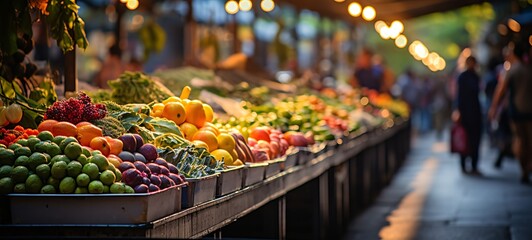 Vibrant Street Market: Fruits, Vegetables, and Lively Atmosphere - Colorful Market Scene