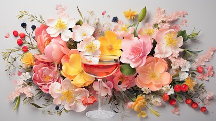Springtime Festival Invitation with Flower Arrangements - obrazy, fototapety, plakaty