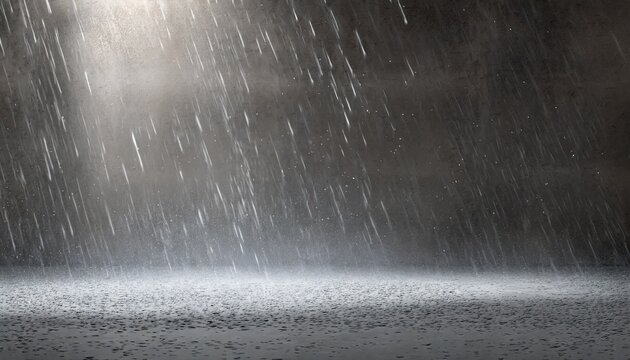 コンクリートの地面と豪雨