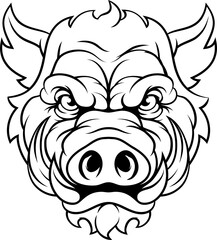 Boar Wild Hog Razorback Warthog Mascot Pig Cartoon