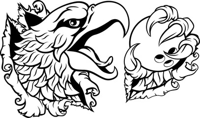 Bald Eagle Hawk Ripping Bowling Ball Mascot