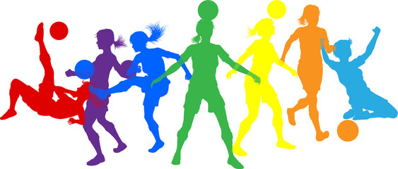 Soccer Female Football Women Players Silhouettes