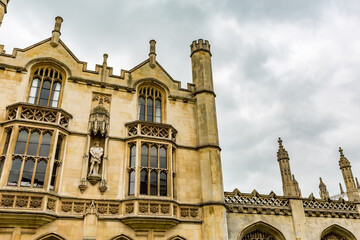 Cambridge, England, UK. Walking the scenery streets of this famous British academic city in a moody cloudy spring day