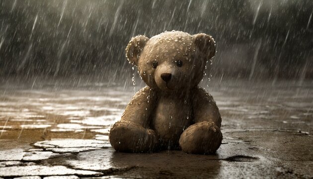 ずぶ濡れのテディベア