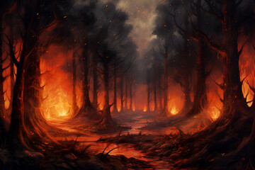 burning forest on fire environmental disaster climate change and global warming
