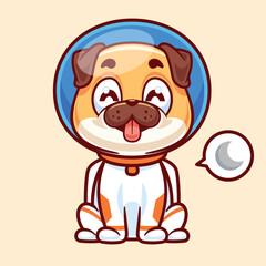 Cartoon dog astronaut sitting