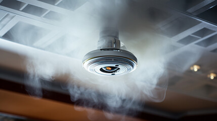 Smoke detector on ceiling - obrazy, fototapety, plakaty