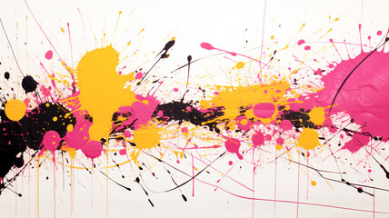 Naklejka premium ink splatter yellow and pink brush strokes