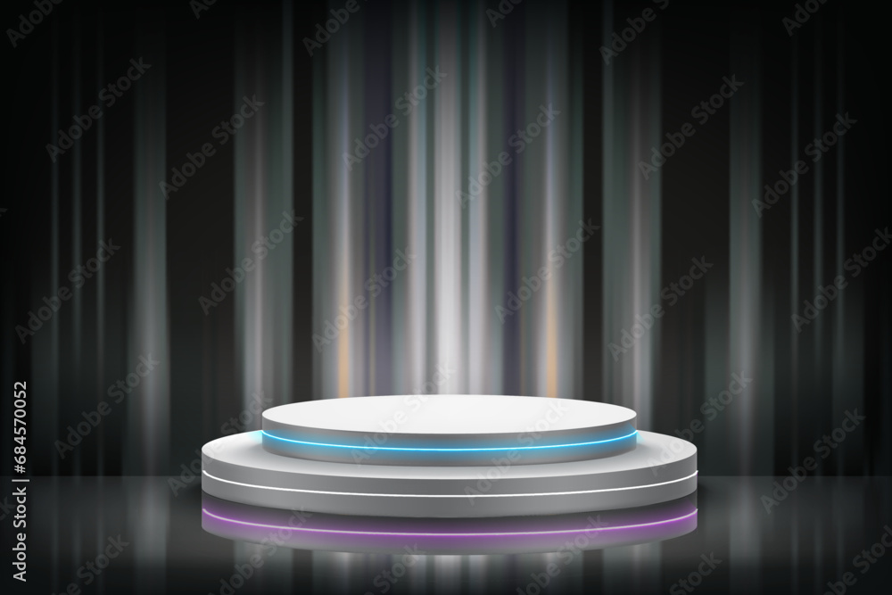 Poster abstract gray studio with podium. design product template. 3d vector mockup