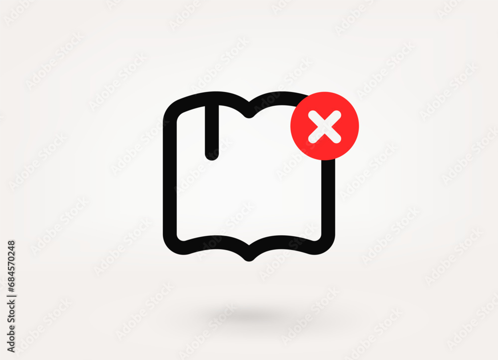 Poster book pictogram with ban mark. linear vector icon