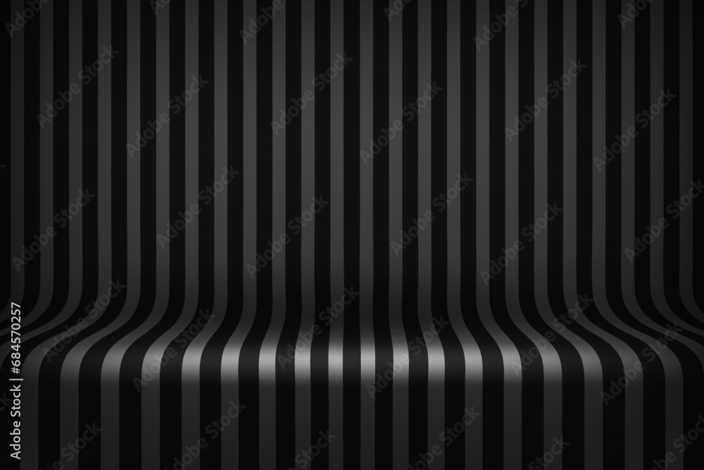 Poster empty studio with black stripes on floor and wall. 3d style vector illustration