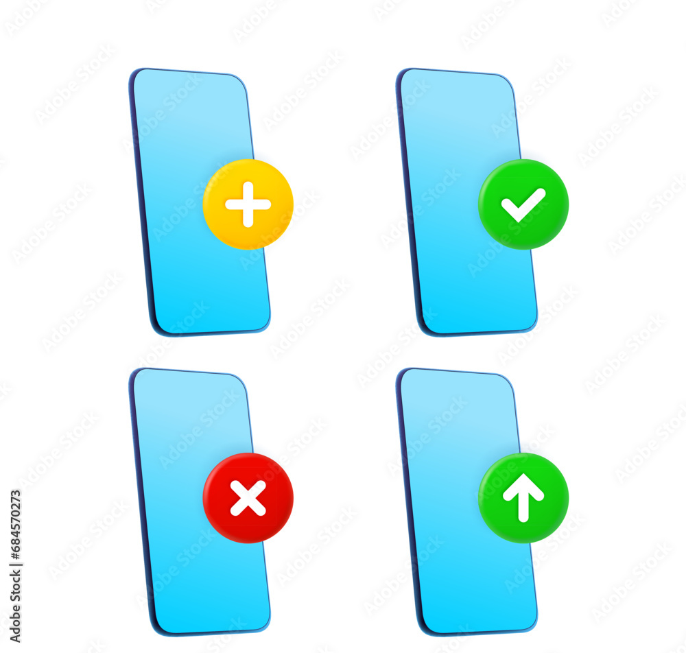 Aufkleber mobile phone icons set with different pictograms. 3d vector icons set isolated on white background
