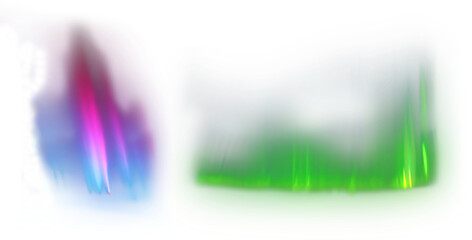Bright colorful aurora borealis set on transparent background