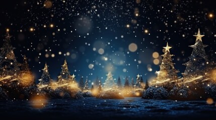Naklejka premium Background that combines traditional holiday elements with futuristic particle effects, blending the magic of Christmas with a touch of technology