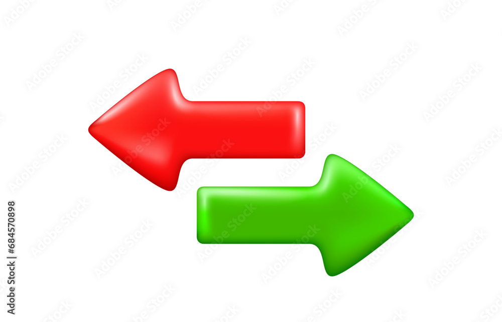 Aufkleber red and green arrows. 3d vector element