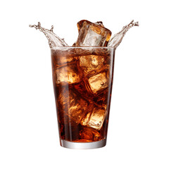 glass of cola with ice - obrazy, fototapety, plakaty