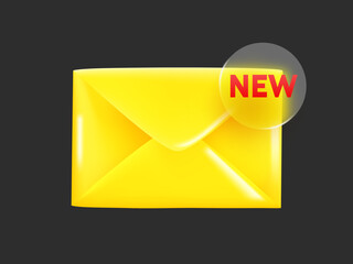 Yellow envelope with New label. Vector illustration 