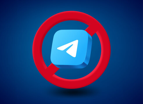 Telegram application use prohibition. Ban of app concept. Vector 3d editorial illustration. TURKEY, FETHIYE, November 16, 2023 
