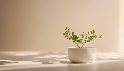 Zen Light Light Beige Background with Delicate Plant Shadows - A Minimalistâs Choice for Product 