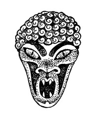 Mask Vector Africa Aztec Idol Sumerians Face Logo Stamp Print Tattoo