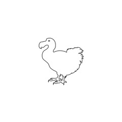Dodo bird logo black line icon design vector flat sign