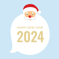 Fototapeta na wymiar Happy New Year 2024. Santa Christmas card. Vector illustration.