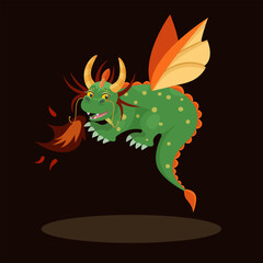 Year of the Dragon. Happy New Year 2024 greeting card. Cute green dragon. Happy New Year, dragon. Chinese symbol.