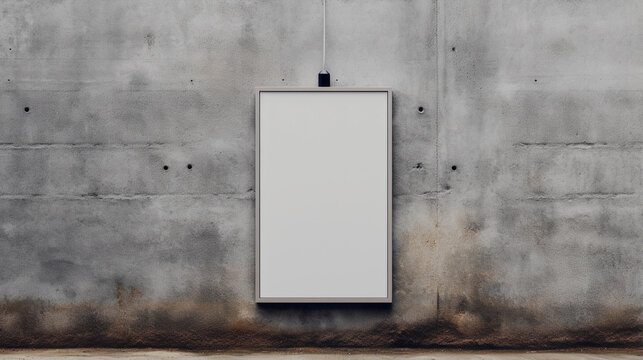 Big Poster on a Concrete Wall Mockup. Modern, gritty backdrop that's perfect for showcasing your artwork, designs, or promotional material in a cool and contemporary environment.