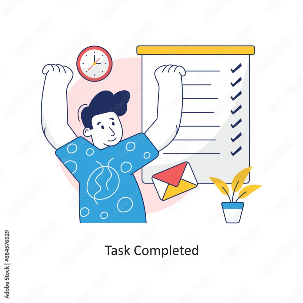 Aufkleber task completed vector colorful design illustration. symbol on white background eps 10 file