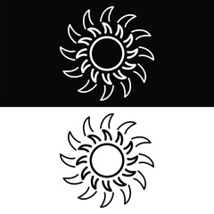 Sun icon Vector, Black and White Version Design Template