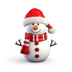 Snowman isolated on white background.