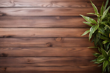 Brown Wooden Board Plant Border. generative ai.