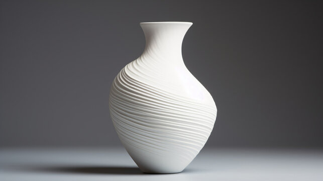 A contemporary vase with a spiral design set against