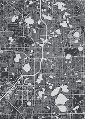 City map Orlando, monochrome detailed plan, vector illustration