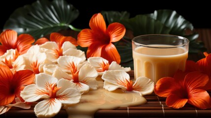 Beautiful Flower Shaped Coconut Milk Jelly , Background HD, Illustrations