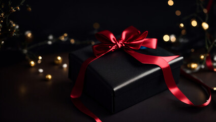 Gorgeous black gift box with ribbon and bow