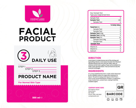 Cosmetics Packaging Labels Material Facial Product Daily Use Label Custom Design 