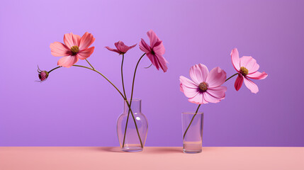 Three pink flowers are in a vase