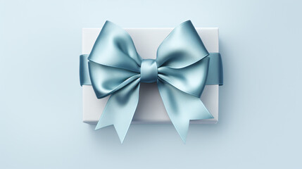Top view blue ribbon with gift