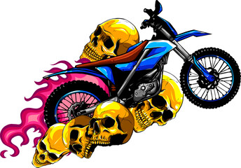 vector illustration of Motocross dirt rider on white background