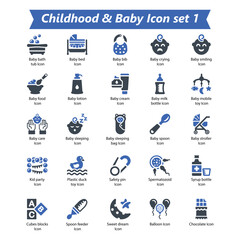 Childhood Baby Icon Set 1