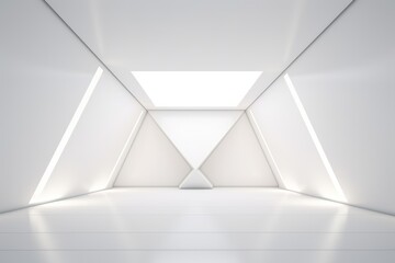 Modern Minimalist Interior with Bright Illuminated Corners.