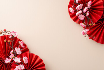 Let the spirit of Chinese New Year inspire you with this visually stunning arrangement. Top view of...