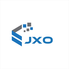 JXO letter technology logo design on white background. JXO creative initials letter IT logo concept. JXO setting shape design
