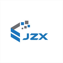 JZX letter technology logo design on white background. JZX creative initials letter IT logo concept. JZX setting shape design
