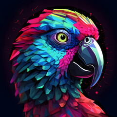 colorful parrot on a black background