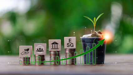 Investing in the environment, society, governance. ESG Investing in the industrial. Green energy...