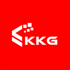 KKG letter technology logo design on red background. KKG creative initials letter IT logo concept. KKG setting shape design
