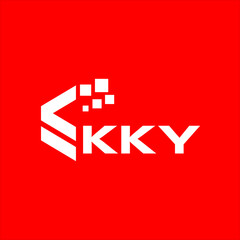 KKY letter technology logo design on red background. KKY creative initials letter IT logo concept. KKY setting shape design
